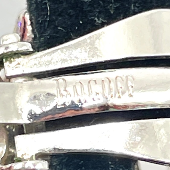 Bogoff Signed Vintage Rhinestone Panel Bracelet Clip Earrings Set - Picture 8 of 15
